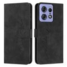 For Motorola Edge 50 Pro Skin Feel Heart Embossed Leather Phone Case with Long Lanyard(Black) - 1