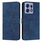 For Motorola Edge 50 Pro Skin Feel Heart Embossed Leather Phone Case with Long Lanyard(Blue) - 1