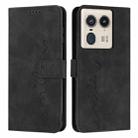 For Motorola Edge 50 Ultra Skin Feel Heart Embossed Leather Phone Case with Long Lanyard(Black) - 1