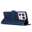 For Motorola Edge 50 Ultra Skin Feel Heart Embossed Leather Phone Case with Long Lanyard(Blue) - 3