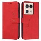 For Motorola Edge 50 Ultra Skin Feel Heart Embossed Leather Phone Case with Long Lanyard(Red) - 1