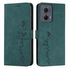 For Motorola Edge 5G 2024 Skin Feel Heart Embossed Leather Phone Case with Long Lanyard(Green) - 1