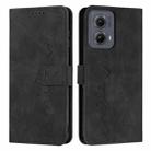 For Motorola Edge 5G 2024 Skin Feel Heart Embossed Leather Phone Case with Long Lanyard(Black) - 1