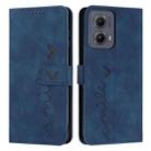 For Motorola Edge 5G 2024 Skin Feel Heart Embossed Leather Phone Case with Long Lanyard(Blue) - 1