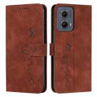 For Motorola Edge 5G 2024 Skin Feel Heart Embossed Leather Phone Case with Long Lanyard(Brown) - 1