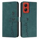 For Motorola Moto G Stylus 5G 2024 Skin Feel Heart Embossed Leather Phone Case with Long Lanyard(Green) - 1