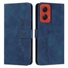 For Motorola Moto G Stylus 5G 2024 Skin Feel Heart Embossed Leather Phone Case with Long Lanyard(Blue) - 1