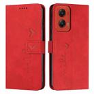 For Motorola Moto G Stylus 5G 2024 Skin Feel Heart Embossed Leather Phone Case with Long Lanyard(Red) - 1