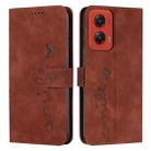 For Motorola Moto G Stylus 5G 2024 Skin Feel Heart Embossed Leather Phone Case with Long Lanyard(Brown) - 1