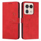 For Motorola Moto X50 Ultra Skin Feel Heart Embossed Leather Phone Case with Long Lanyard(Red) - 1