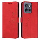 For Motorola Edge 50 Neo Skin Feel Heart Embossed Leather Phone Case with Long Lanyard(Red) - 1