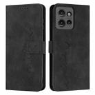 For Motorola Edge 50 Skin Feel Heart Embossed Leather Phone Case with Long Lanyard(Black) - 1