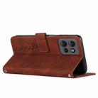 For Motorola Edge 50 Skin Feel Heart Embossed Leather Phone Case with Long Lanyard(Brown) - 3