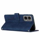 For Motorola Moto G35 Skin Feel Heart Embossed Leather Phone Case with Long Lanyard(Blue) - 3