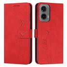 For Motorola Moto G35 Skin Feel Heart Embossed Leather Phone Case with Long Lanyard(Red) - 1