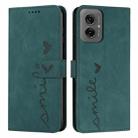 For Motorola Moto G55 Skin Feel Heart Embossed Leather Phone Case with Long Lanyard(Green) - 1
