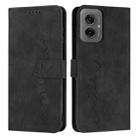 For Motorola Moto G55 Skin Feel Heart Embossed Leather Phone Case with Long Lanyard(Black) - 1