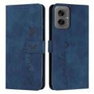 For Motorola Moto G55 Skin Feel Heart Embossed Leather Phone Case with Long Lanyard(Blue) - 1