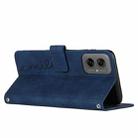 For Motorola Moto G55 Skin Feel Heart Embossed Leather Phone Case with Long Lanyard(Blue) - 3