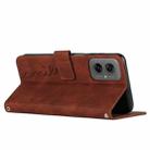 For Motorola Moto G55 Skin Feel Heart Embossed Leather Phone Case with Long Lanyard(Brown) - 3