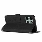 For Motorola Moto G75 Skin Feel Heart Embossed Leather Phone Case with Long Lanyard(Black) - 3
