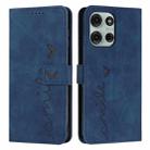 For Motorola Moto G75 Skin Feel Heart Embossed Leather Phone Case with Long Lanyard(Blue) - 1