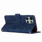 For Motorola Moto G75 Skin Feel Heart Embossed Leather Phone Case with Long Lanyard(Blue) - 3