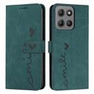 For Motorola Moto G15 Skin Feel Heart Embossed Leather Phone Case with Long Lanyard(Green) - 1