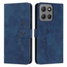 For Motorola Moto G15 Skin Feel Heart Embossed Leather Phone Case with Long Lanyard(Blue) - 1