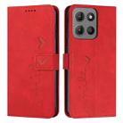 For Motorola Moto G15 Skin Feel Heart Embossed Leather Phone Case with Long Lanyard(Red) - 1