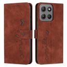 For Motorola Moto G15 Skin Feel Heart Embossed Leather Phone Case with Long Lanyard(Brown) - 1