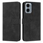 For Motorola Moto G05 Skin Feel Heart Embossed Leather Phone Case with Long Lanyard(Black) - 1