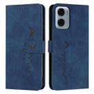 For Motorola Moto G05 Skin Feel Heart Embossed Leather Phone Case with Long Lanyard(Blue) - 1