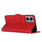 For Motorola Moto G05 Skin Feel Heart Embossed Leather Phone Case with Long Lanyard(Red) - 3