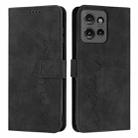 For Motorola Moto G 5G 2025 Skin Feel Heart Embossed Leather Phone Case with Long Lanyard(Black) - 1