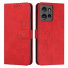 For Motorola Moto G 5G 2025 Skin Feel Heart Embossed Leather Phone Case with Long Lanyard(Red) - 1