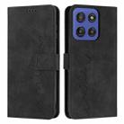 For Motorola Edge 60 Fusion Skin Feel Heart Embossed Leather Phone Case with Long Lanyard(Black) - 1