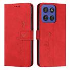 For Motorola Edge 60 Fusion Skin Feel Heart Embossed Leather Phone Case with Long Lanyard(Red) - 1