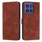 For Motorola Edge 60 Fusion Skin Feel Heart Embossed Leather Phone Case with Long Lanyard(Brown) - 1