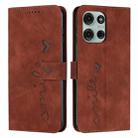 For Motorola Moto G56 5G Skin Feel Heart Embossed Leather Phone Case with Long Lanyard(Brown) - 1