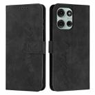 For Motorola Moto G86 5G Skin Feel Heart Embossed Leather Phone Case with Long Lanyard(Black) - 1