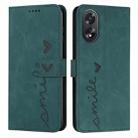 For OPPO A38 / Oppo A18 Skin Feel Heart Embossed Leather Phone Case with Long Lanyard(Green) - 1