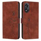 For OPPO A38 / Oppo A18 Skin Feel Heart Embossed Leather Phone Case with Long Lanyard(Brown) - 1