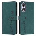 For OPPO A58 / A78 Skin Feel Heart Embossed Leather Phone Case with Long Lanyard(Green) - 1