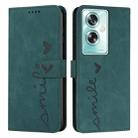 For OPPO A79 5G Skin Feel Heart Embossed Leather Phone Case with Long Lanyard(Green) - 1