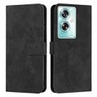 For OPPO A79 5G Skin Feel Heart Embossed Leather Phone Case with Long Lanyard(Black) - 1