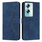 For OPPO A79 5G Skin Feel Heart Embossed Leather Phone Case with Long Lanyard(Blue) - 1