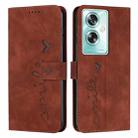 For OPPO A79 5G Skin Feel Heart Embossed Leather Phone Case with Long Lanyard(Brown) - 1