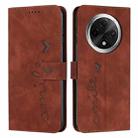 For OPPO A3 Pro Skin Feel Heart Embossed Leather Phone Case with Long Lanyard(Brown) - 1