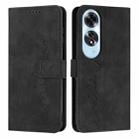 For OPPO A60 4G Skin Feel Heart Embossed Leather Phone Case with Long Lanyard(Black) - 1